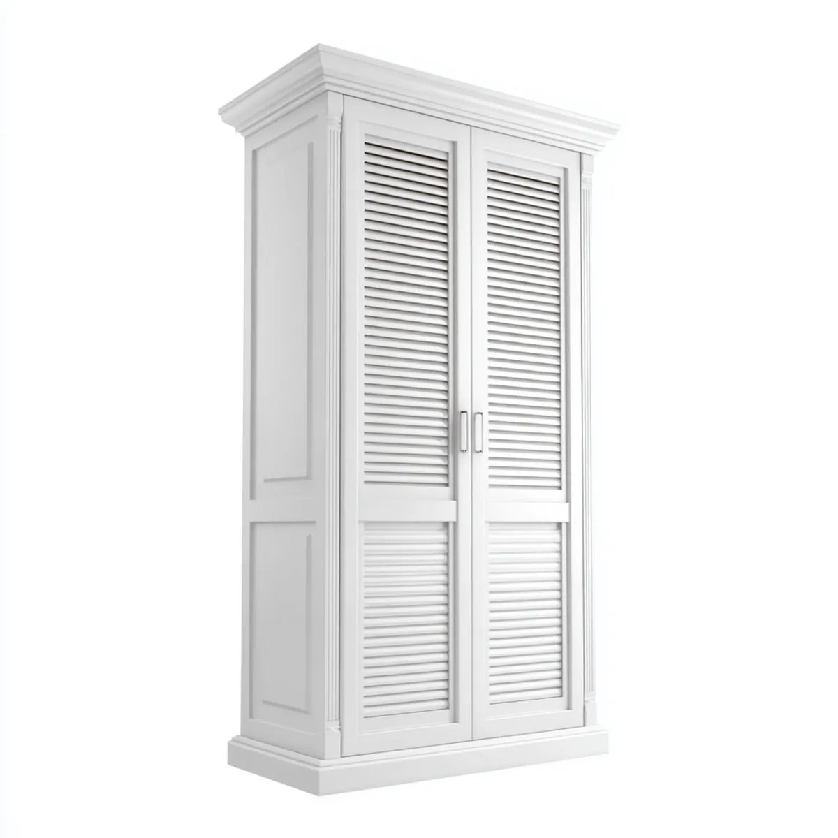 Armoire de chambre 2 portes battantes persiennées blanche 100 x 55 x 200 cm en MDF rectangulaire