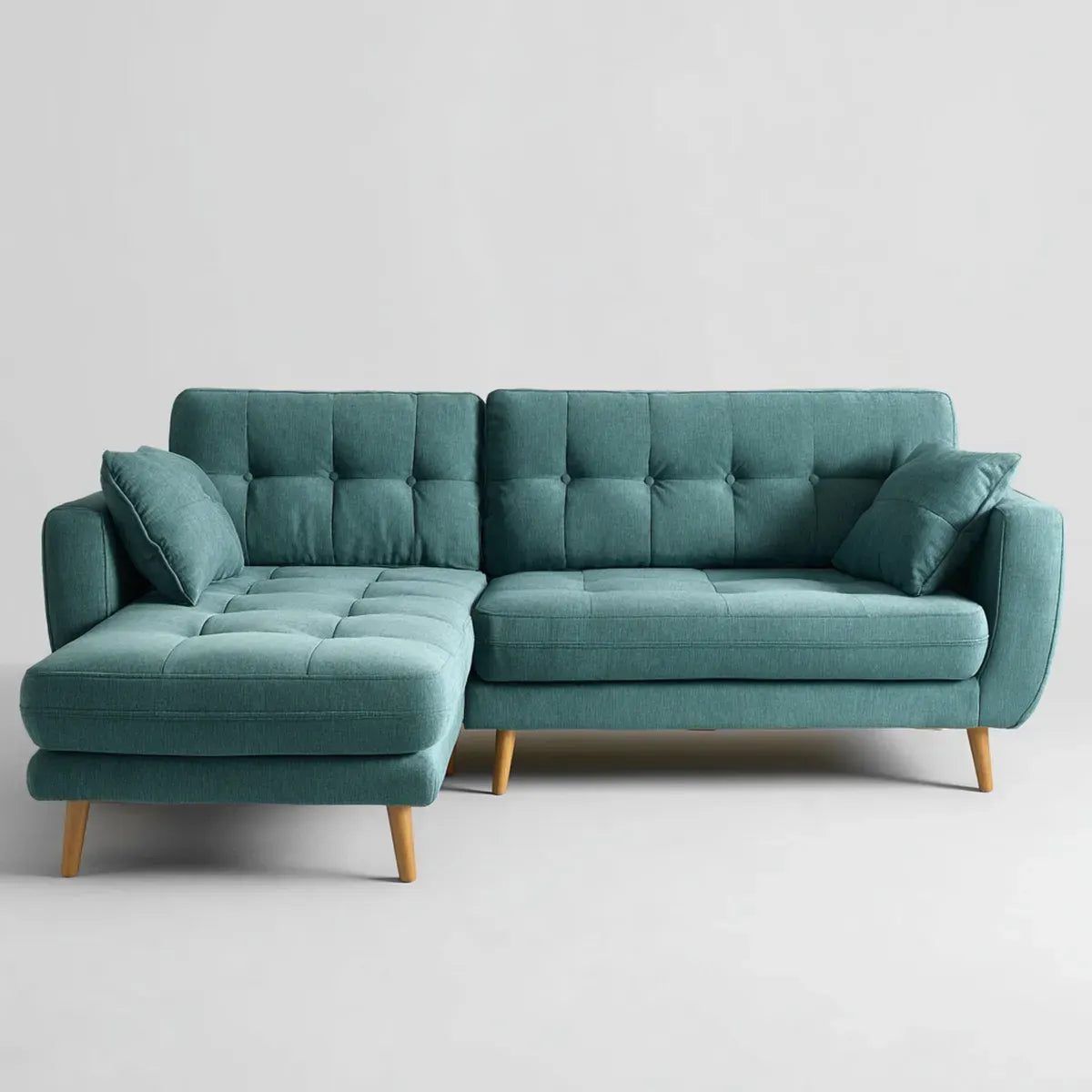 Canapé d'angle 3 places vert canard 230 x 150 x 85 cm en polyester forme L