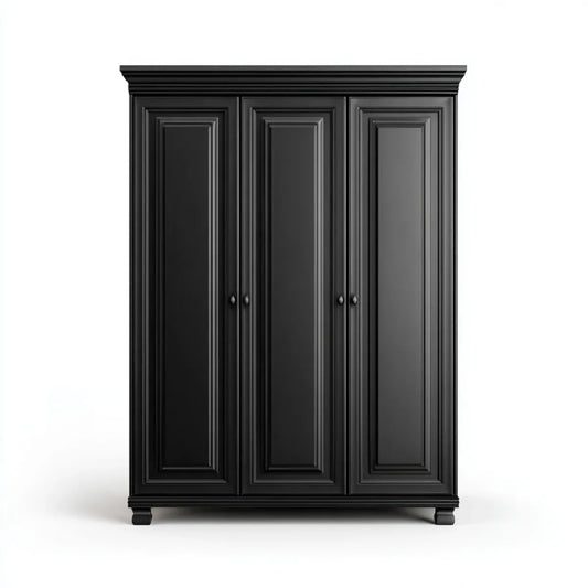 Armoire penderie 3 portes noire en panneaux MDF rectangulaire 150 x 60 x 200 cm