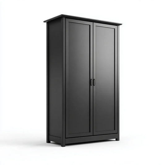 Armoire de chambre 2 portes noire 100 x 50 x 180 cm en MDF rectangulaire