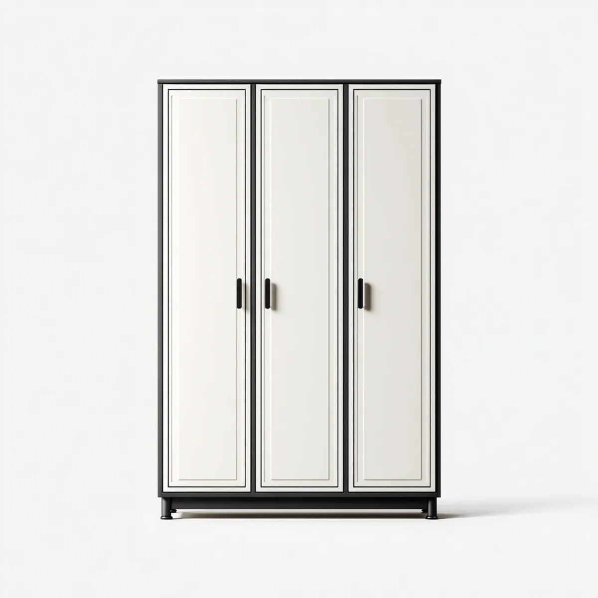 Armoire penderie 3 portes blanche et noire en panneaux MDF 180 x 55 x 200 cm rectangulaire