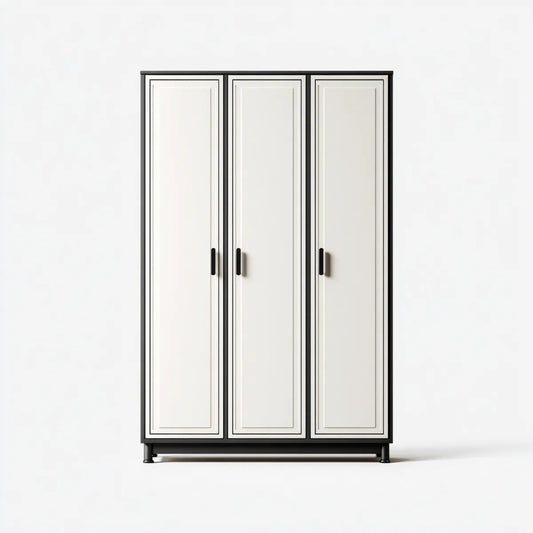 Armoire penderie 3 portes blanche et noire en panneaux MDF 180 x 55 x 200 cm rectangulaire