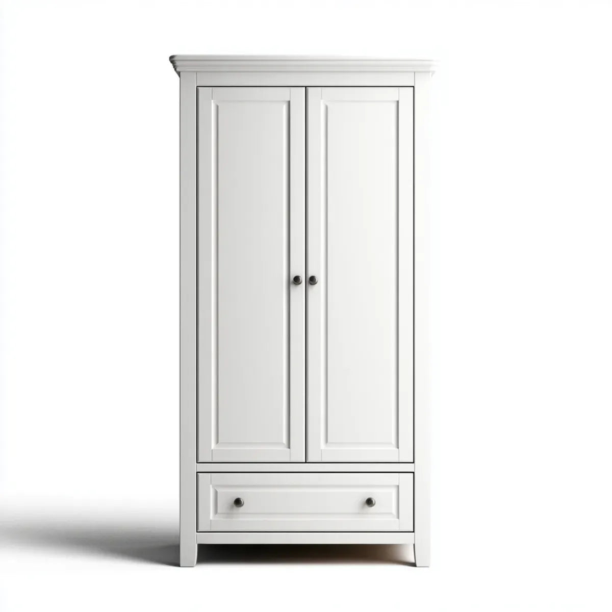 Armoire penderie 2 portes avec tiroir blanche en panneaux MDF 90 x 55 x 190 cm rectangulaire