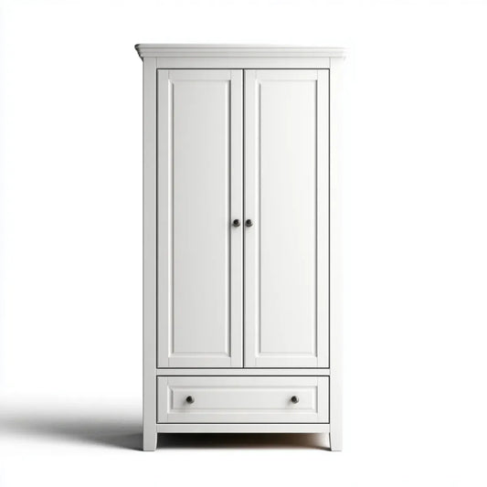 Armoire penderie 2 portes avec tiroir blanche en panneaux MDF 90 x 55 x 190 cm rectangulaire