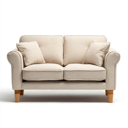 Canapé 2 places beige en polyester forme rectangulaire 145 x 85 x 88 cm