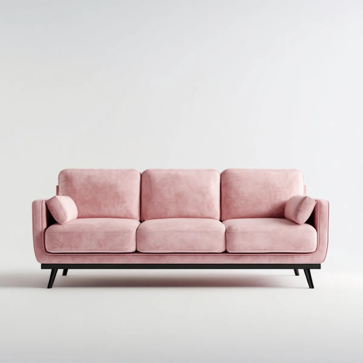 Canapé 3 places rose en velours 100 % polyester droit 210 x 85 x 82 cm