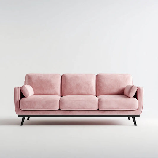 Canapé 3 places rose en velours 100 % polyester droit 210 x 85 x 82 cm