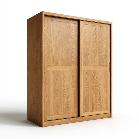 Armoire à portes coulissantes chêne clair 120 x 60 x 200 cm en panneaux de particules mélaminés rectangulaire