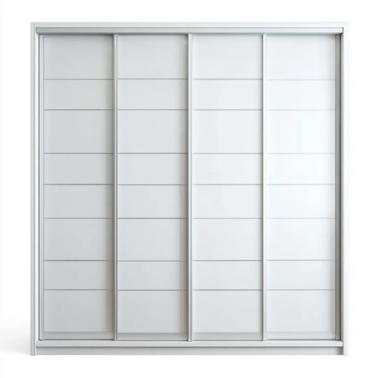 Armoire à portes coulissantes blanche 240 x 60 x 220 cm en aluminium et verre rectangulaire