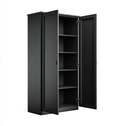 Armoire de rangement 2 portes noire 80 x 40 x 180 cm en acier laminé à froid rectangulaire
