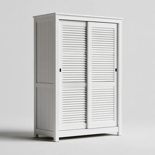 Armoire de chambre à portes coulissantes blanche 100 x 55 x 180 cm en panneaux MDF rectangulaire